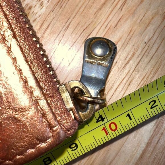 Miu Miu Croc Embossed Metallic Bronze Zip Around Long Accordion Upcycled Wallet - Picture 4 of 13